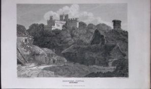 Hertford Castle Hertfordshire Antique 218 Years-Old Georgian Steel-Engraving-457
