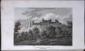 Lanstephar Castle Wales Antique 211 Years-Old Georgian Steel-Engraving-485