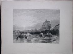 Holy Island Castle Northumberland WH Bartlett 1842 Antique Steel Engraving-99