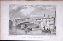 Dublin Kings Bridge (Heuston Station) 194 Years Old Antique Steel Engraving-27
