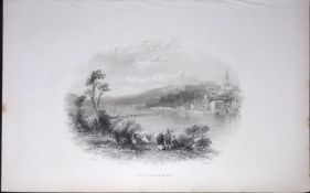 Ireland View of Londonderry Antique 183 Years-Old Steel-Engraving-44.