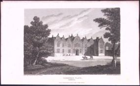 Harefield House Uxbridge Middlesex Antique 200 Years-Old Steel-Engraving-251