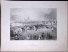 London General View WH Bartlett 183 Years-Old Antique Steel Engraving-5