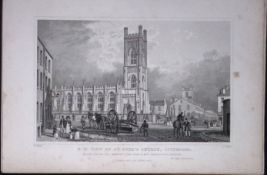 Liverpool St Lukes Church Antique 195 Years-Old Steel-Engraving-14