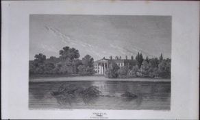 Temple House Berkshire Antique 226 Years-Old Georgian Steel-Engraving-444