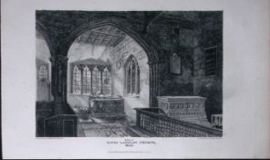King Langley Church Hertfordshire Antique 218 Years-Old Georgian Steel-Engraving-460