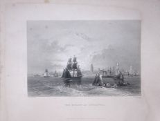 Ships on The Mersey Liverpool WH Bartlett 1842 Antique Steel Engraving-105