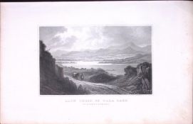 Wales Llyn Tegid Or Bala Lake Antique 166-Year-Old Steel Engraving-23
