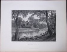 Yorkshire View of Bolton Abbey Victorian Antique 150 Years-Old Engraving-19