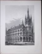 Yorkshire View of New Exchange Bradford Antique 150 Years-Old Engraving-16