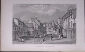 Cornwall Penzance Town Antique 193 Years-Old Steel-Engraving-22