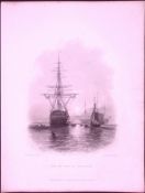 Man at War Ship Spithead WH Bartlett 183 Years-Old Antique Steel Engraving-42