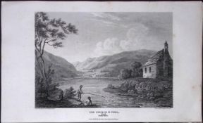 Taly-Y-Din Church & Pool Wales Antique 211 Years-Old Georgian Steel-Engraving-489
