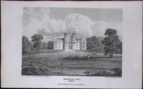 Brereton Hall Cheshire Antique 224 Years-Old Steel-Engraving-70