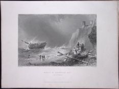 Kent Kingsgate Bay Isle of Thanet WH Bartlett 1842 Antique Steel Engraving-113