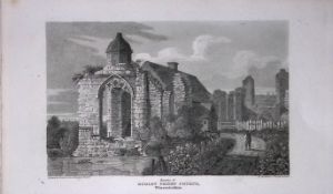 Dudley Priory Church Worcs Antique 211 Years-Old Georgian Steel-Engraving-325.