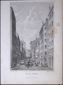 Liverpool Water Street Antique 195 Years-Old Steel-Engraving-46