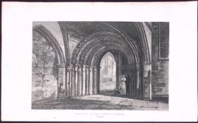 Temple Church Fleet Street London Antique 200 Years-Old Steel-Engraving-260