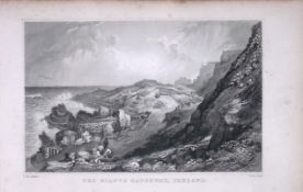 Ireland The Giant Causeway 194 Years Old Antique Steel Engraving-8