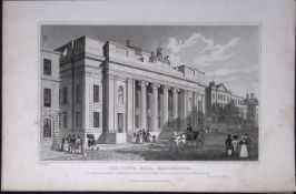 Manchester Town Hall Antique 195 Years-Old Steel-Engraving-51