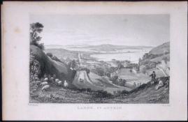 Larne Town View Antrim Ireland 194 Years Old Antique Steel Engraving-6