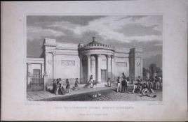 Liverpool Wellington Rooms Mt Pleasant Antique 195 Years-Old Steel-Engraving-53