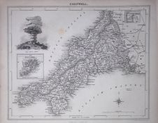 Cornwall & The Scilly Isles Antique Detailed 193 Years-Old Steel-Engraved Map