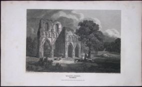 Maltby Roach Abbey Yorkshire Antique 213 Years-Old Steel-Engraving-35