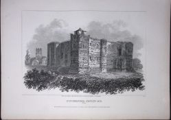 Colchester Castle Essex 190 Years-Old Rare John Britton Antique Steel Engraving-54.