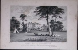 Liverpool Knowsley Roby Hall Antique 195 Years-Old Steel-Engraving-59