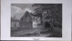 Margam Abbey Port Talbot Wales 211 Years-Old Georgian Steel-Engraving-481
