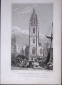 Liverpool St Nicholas Church Antique 195 Years-Old Steel-Engraving-35