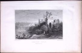 Wales Chepstow Castle Antique 166-Year-Old Steel Engraving-25