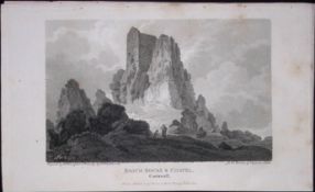 Roach Rocks & Chapel Cornwall Antique 224 Years-Old Steel-Engraving-80
