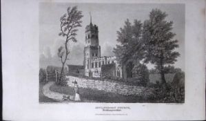 Irtlingboro Church Northampton Antique 216 Years-Old Georgian Steel-Engraving-466