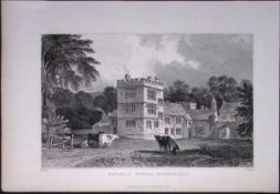 Cornwall Calstock Cotele House Antique 193 Years-Old Steel-Engraving-28