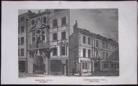 London Mercers & Haberdashers Hall Antique 200 Years-Old Steel-Engraving-115
