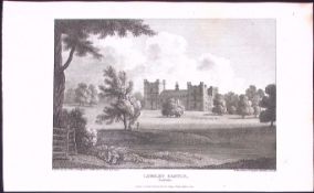 Durham Lumley Castle Chester Le Street Antique 220 Years-Old Steel-Engraving-148