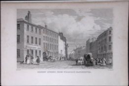 Manchester Market St From Piccadilly Antique 195 Years-Old Steel-Engraving-32