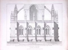 Rosslyn Chapel Scotland 190 Years-Old John Britton Antique Steel Engraving-156.