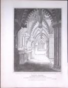 Rosslyn Chapel Scotland 190 Years-Old John Britton Antique Steel Engraving-153.