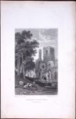 Wales-Llandaff Cathedral Antique 166-Year-Old Steel Engraving-12