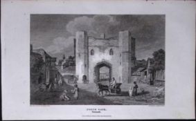 Yarmouth North Gate Norfolk Antique 216 Years-Old Georgian Steel-Engraving-426