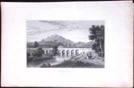 Wales-Abergavenny Antique 166-Year-Old Steel Engraving-17