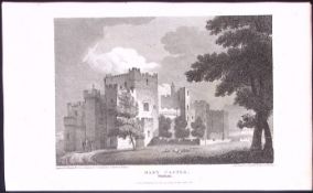 Durham Darlington Raby Castle Antique 223 Years-Old Steel-Engraving-149.