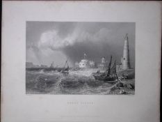 Hampshire Hurst Castle WH Bartlett 1842 Antique Steel Engraving-95