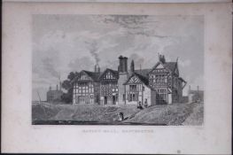 Manchester Garret Hall Antique 195 Years-Old Steel-Engraving-65