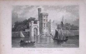 Cork Black Rock Castle 194 Years Old Antique Steel Engraving-41