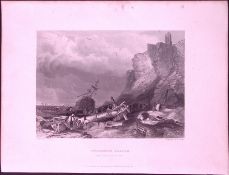 Tynemouth Castle WH Bartlett 183 Years-Old Antique Steel Engraving-46