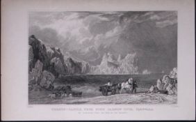 Cornwall Treryn-Castle & Port Carnow Antique 193 Years-Old Steel-Engraving-21